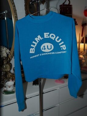 Vintage B.U.M. Equipment Cropped Teal Crewneck Sweatshirt